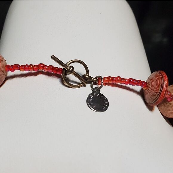 Bead For Life Red Rolled Paper Necklace - Picture 4 of 5